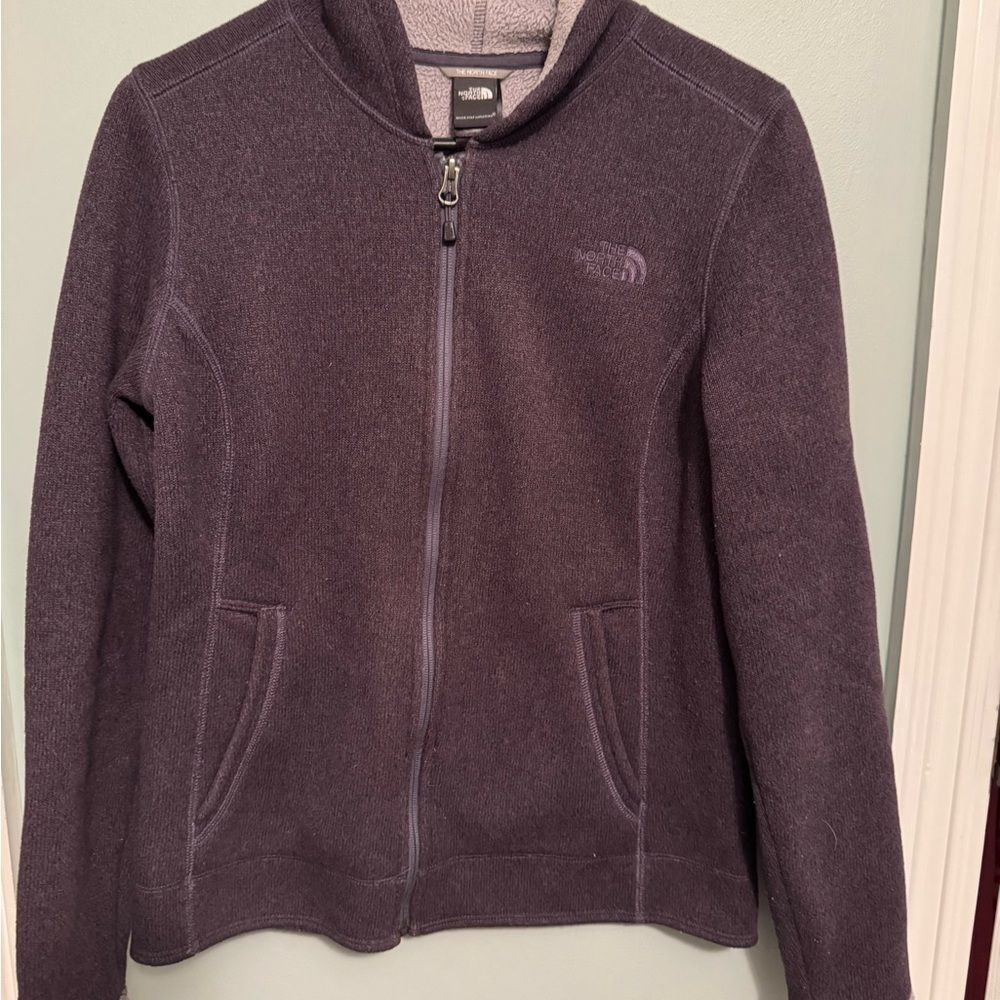 The North Face Gray Bomber Jacket with Stand-Up Collar Sz M